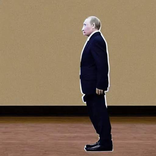 Image similar to a picture of putin, putin has legs the size of a baby's legs, hes wearing a diaper, super detailed, hyper realistic.