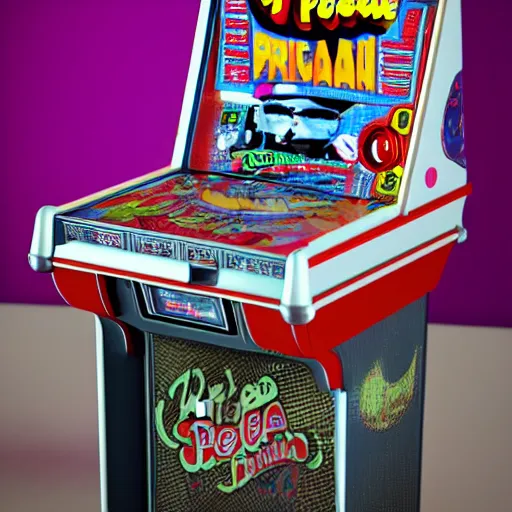 Prompt: pee wee herman pinball machine, style of bally's pinball, style of stern pinball, 3 d render, octane render, digital art