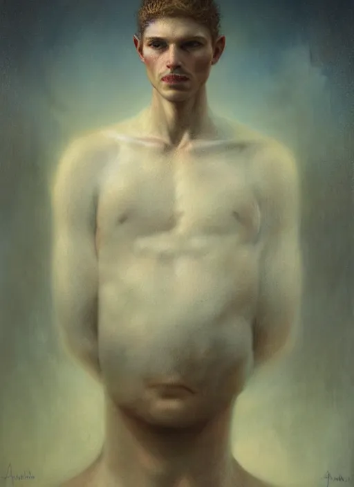 Image similar to portrait of a handsome ohio farm boy, by agostino arrivabene and tom bagshaw and manuel sanjulian
