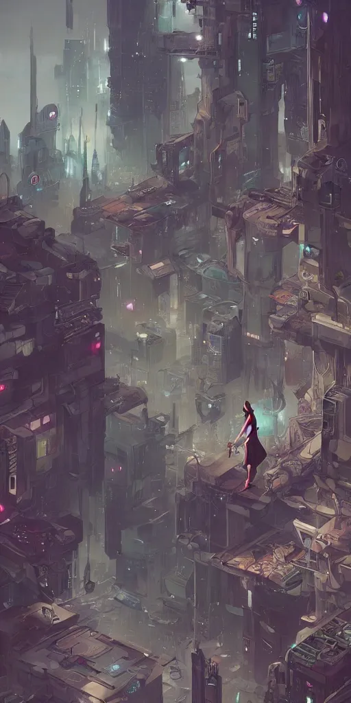 Image similar to a detailed concept art of a single woman against the background of an cyberpunk city , artstation, by Peter Mohrbacher, Art Nouveau, sophisticated, Unreal engine, intricate