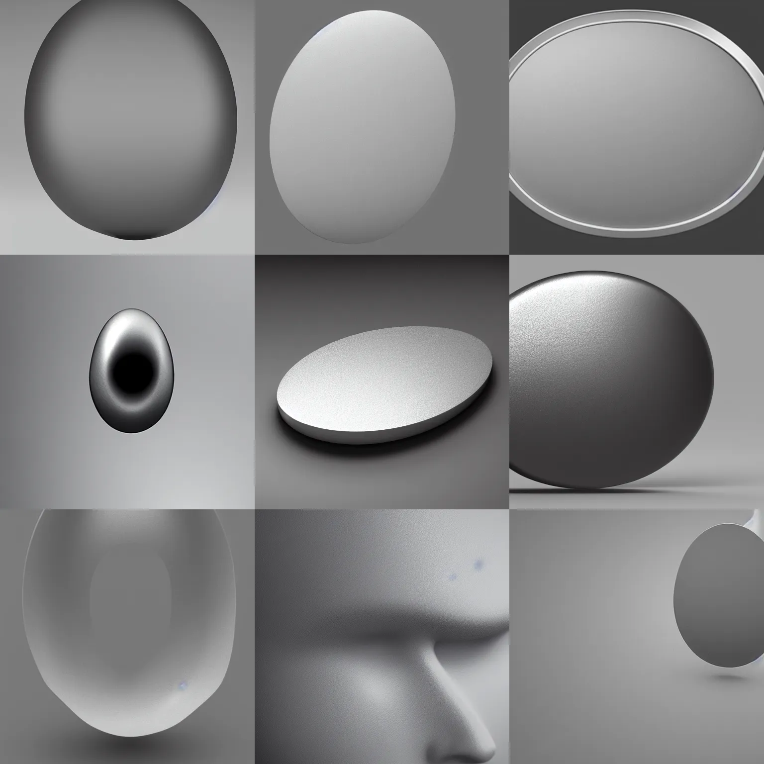 Prompt: smooth featureless eyeless solid silver oval, digital art, 8 k, unreal engine, octane rendering