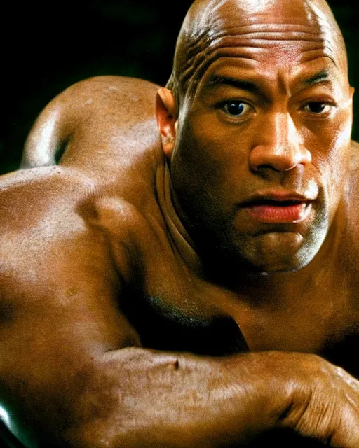 Image similar to film still close - up shot of dwayne johnson as john coffey from the movie the green mile. photographic, photography