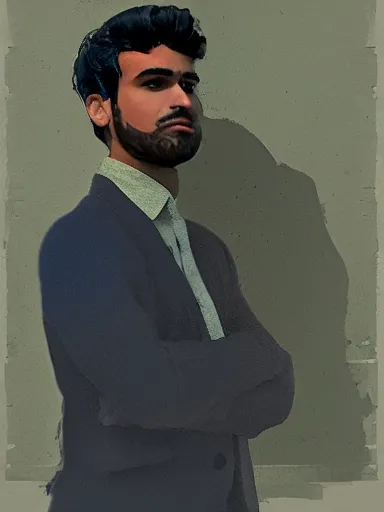 Image similar to artwork by Saul Leiter and Enjolras Delphin, of a solo individual portrait of an Indian guy with lilies, dapper, simple illustration, domestic, nostalgic, full of details, Matte painting, trending on artstation and unreal engine