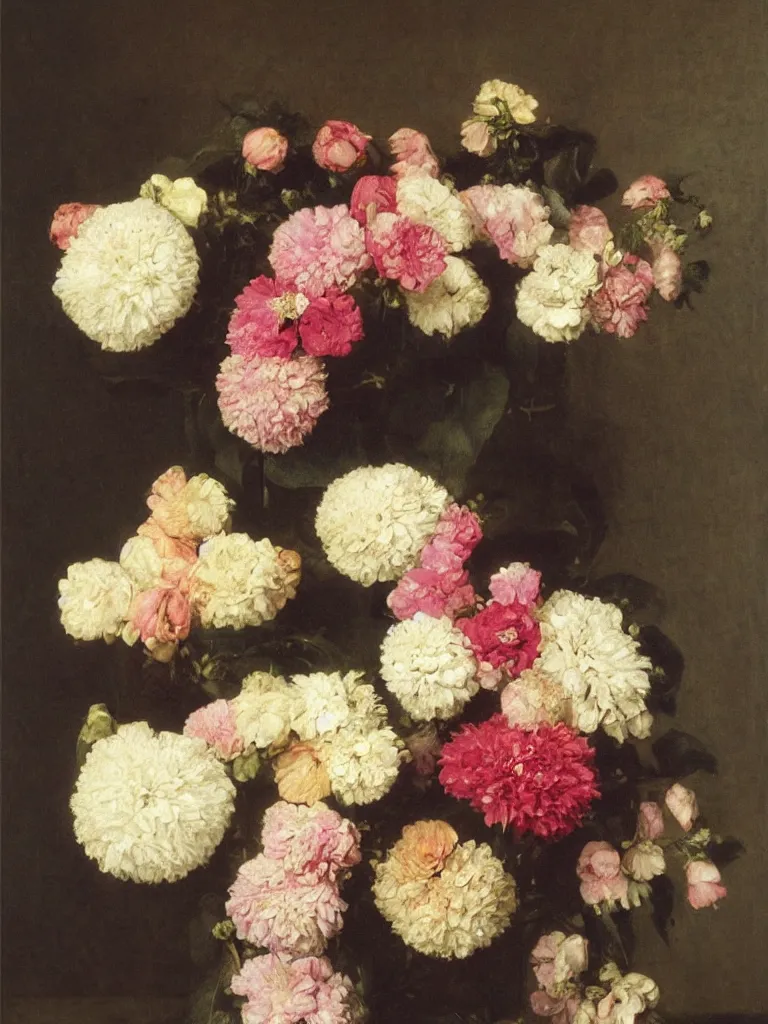 Image similar to gorgeousflowers by Fantin Latour, oil on canvas
