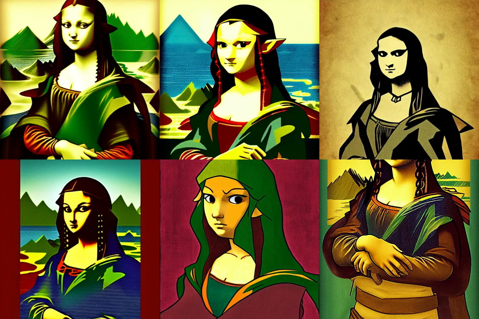 Prompt: Link (Legend of Zelda Windwaker) in the style of Mona Lisa, by Leonardo DaVinci