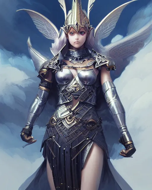 Image similar to 3 / 4 view of a valkyrie, pixie character, genshin impact, fantasy magic, dark light night, intricate, elegant, sharp focus, illustration, highly detailed, concept art, matte, art by wlop and artgerm and greg rutkowski, anime, trending on artstation