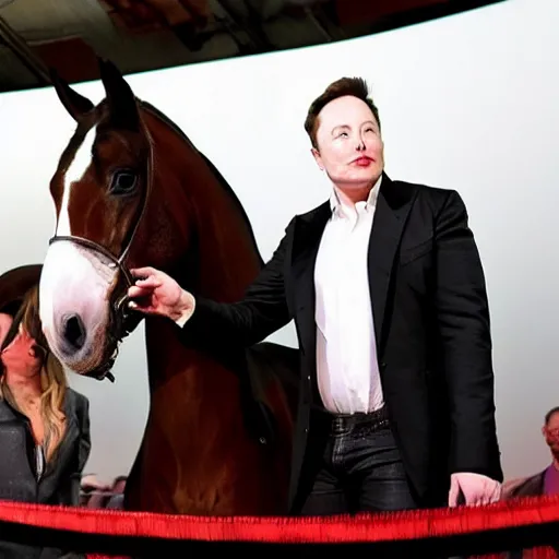 Prompt: elon musk offering you a fancy horse