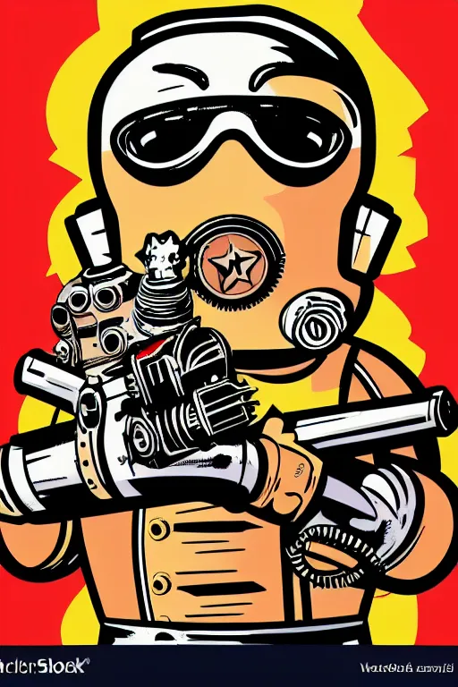 Image similar to fallout 7 6 retro futurist illustration art by butcher billy, sticker, colorful, illustration, highly detailed, simple, smooth and clean vector curves, no jagged lines, vector art, smooth andy warhol style