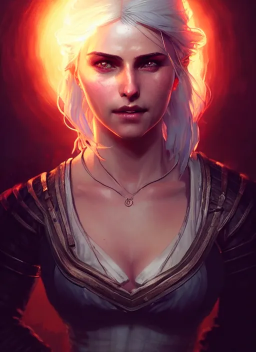 Prompt: ciri, the witcher, digital art by artgerm and greg rutkowski, gaston bussiere, android jones, cinematic lighting, trending on artstation, volumetric dust, intricate, elegant