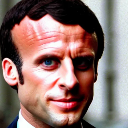 Image similar to Emmanuel Macron disguised as a macaron in American Psycho (1999)