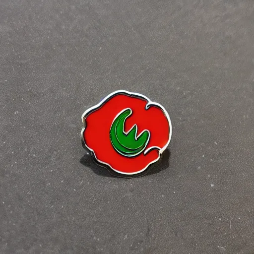 Image similar to simple yet detailed, fire jalapeno flame enamel pin retro design