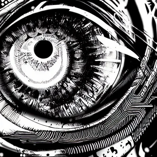 Prompt: cybernetic eye of tiger, digital illustration, photo - realistic, macro, extreme details, vivid, neon, dramatic lighting, futuristic, cyberpunk, intricate details