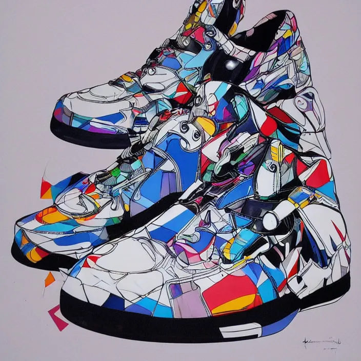 Image similar to futuristic sneakers in jeff koons hip hop bauhaus style, highly detailed, hyper realistic, art by todd mcfarlane