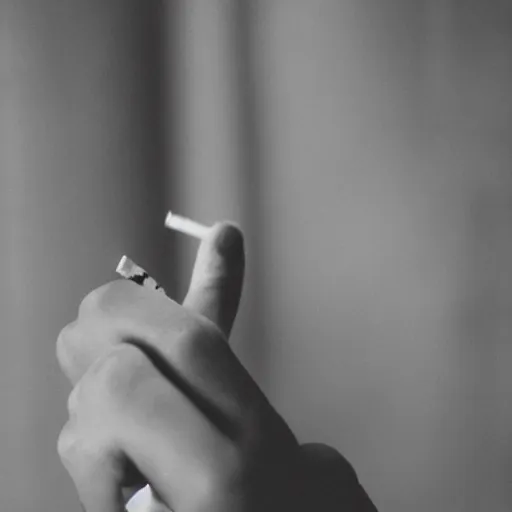 Image similar to feminine hand, holding a cigarette, black and white, lomography