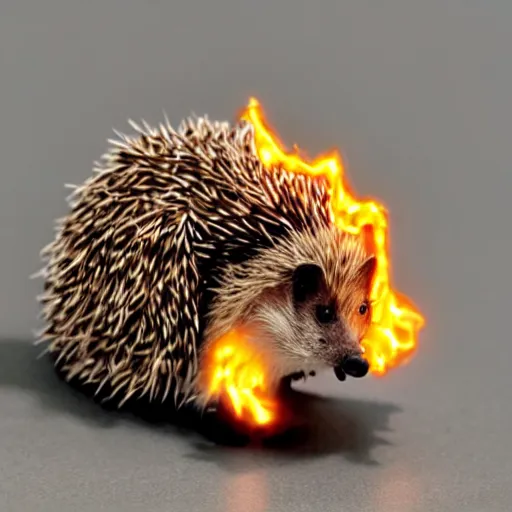 Prompt: a hedgehog made of lava