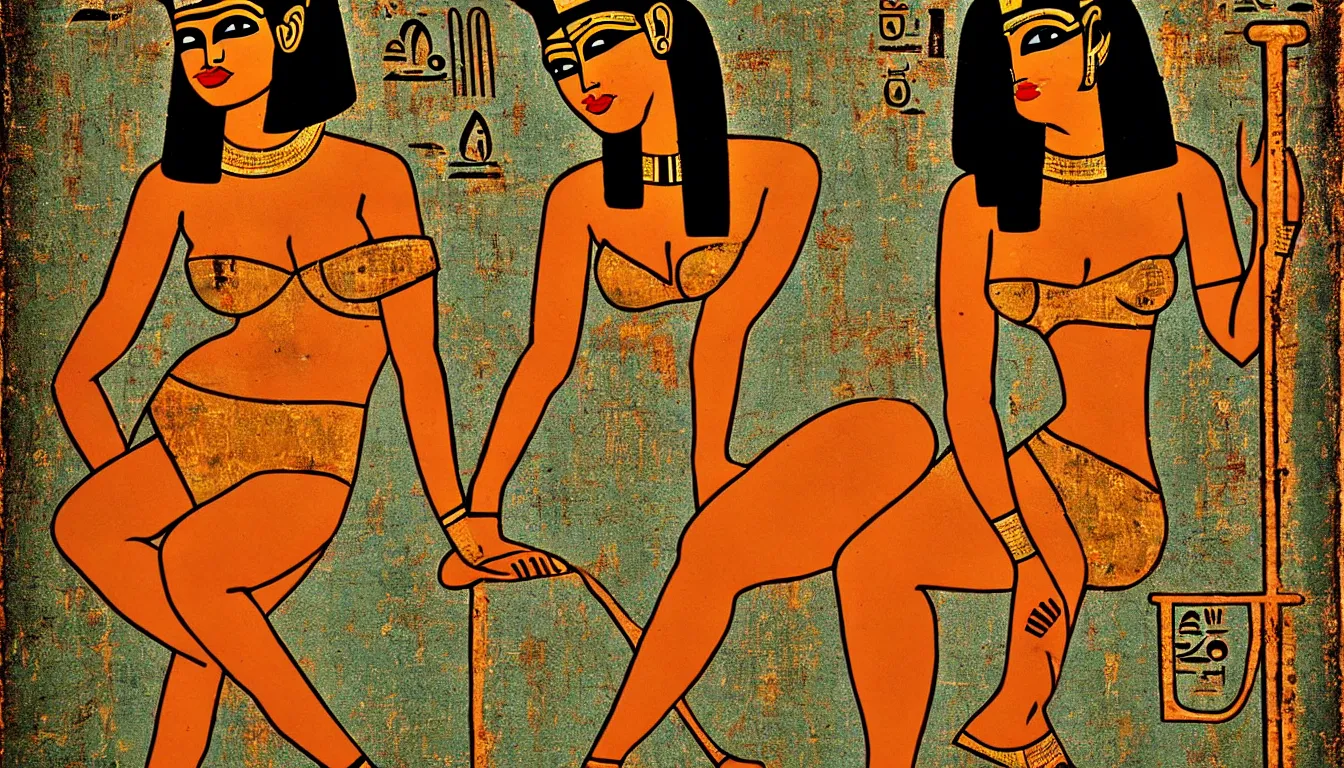 Image similar to egyptian hieroglyph of a pinup woman