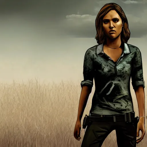 Image similar to jessica alba walking dead telltale, 4 k full hd,