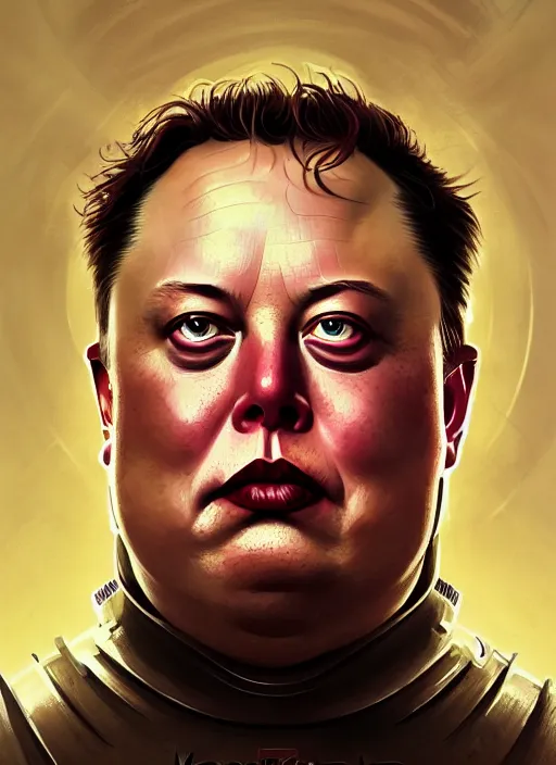 Image similar to obese elon musk as vladimir harkonnen, dune, portrait, intricate, elegant, highly detailed, digital painting, artstation, concept art, wallpaper, smooth, sharp focus, illustration, art by h. r. giger and artgerm and greg rutkowski and alphonse mucha