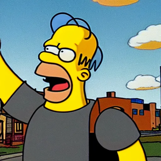 Image similar to giant homer simpson destroying springfield buildings