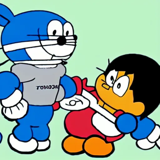 Prompt: Doraemon teaching how to disarm a gun