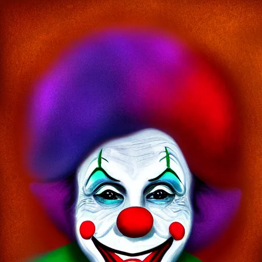Prompt: clown waving hello, digital painting
