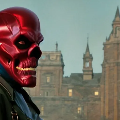 Prompt: movie still of tom selleck as red skull in the first avenger