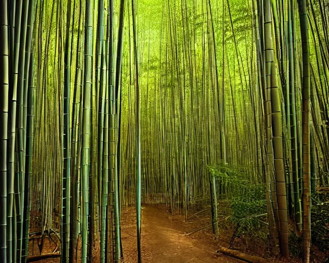 Prompt: kodachrome bamboo forest