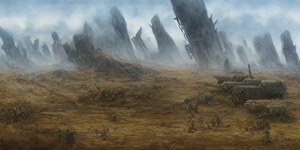 Prompt: world war 1 landscape | star wars | john howe