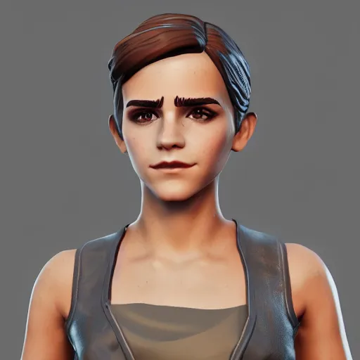 Image similar to full body textured film grain Heavy Contour makeup eye shadow smokey eyes fashion model face emma watson as a fortnite character cgsociety octane render unreal engine redshift render trending on artstation trending on artstation render blender behance cg superhero