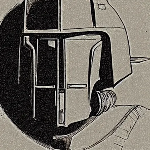 Image similar to technical sketch of boba fett by leonardo da vinci