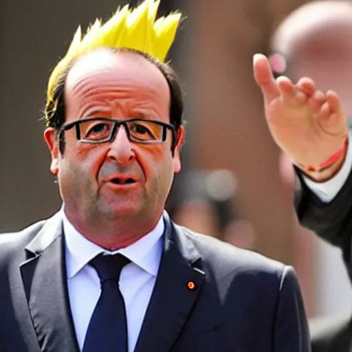 Image similar to François hollande is a super saiyan, by james gurney