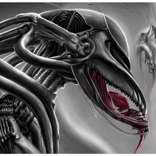 Image similar to a drawing of a xenomorph, artstation hall of fame gallery, editors choice, #1 digital painting of all time, most beautiful image ever created, emotionally evocative, greatest art ever made, lifetime achievement magnum opus masterpiece, the most amazing breathtaking image with the deepest message ever painted, a thing of beauty beyond imagination or words, 4k, highly detailed, cinematic lighting