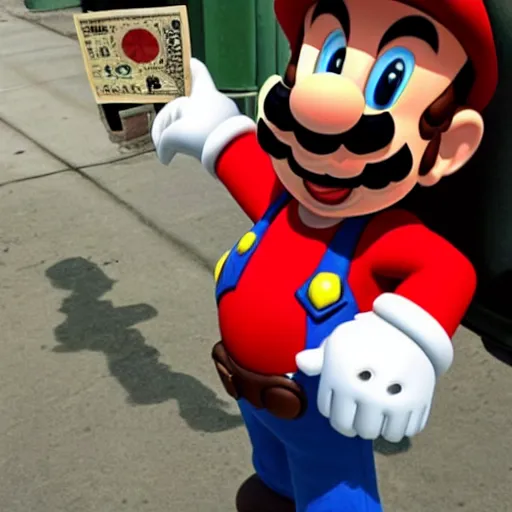 Image similar to super mario paying his taxes