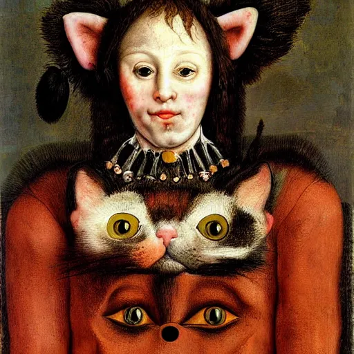 Prompt: girl with cat ears, by giuseppe arcimboldo