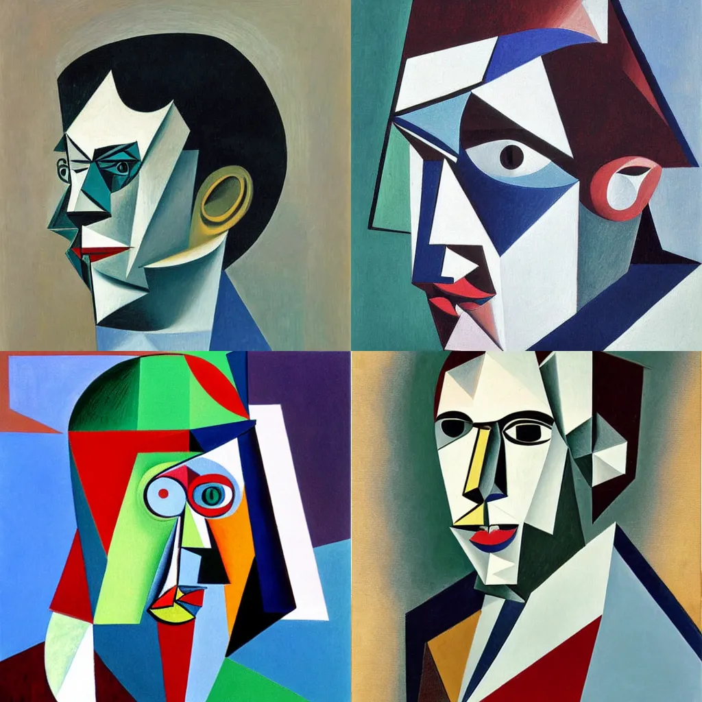 Prompt: Ben Folds portrait, cubist painting by Pablo Picasso