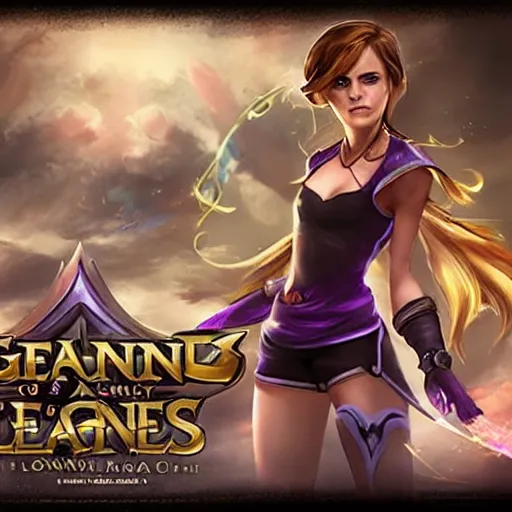 Image similar to Emma Watson as champion in League of Legends . Digital Art. Legendary Skin.