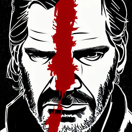 Image similar to individual john wick silk screen butcher billy style