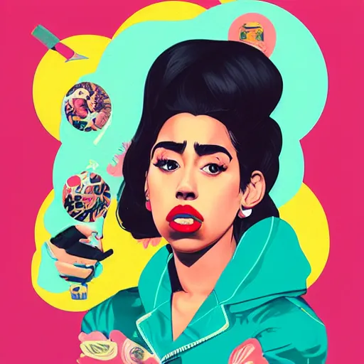 Image similar to Kali Uchis profile picture by Sachin Teng, asymmetrical, Organic Painting , Matte Painting, geometric shapes, hard edges, graffiti, street art:2 by Sachin Teng:4