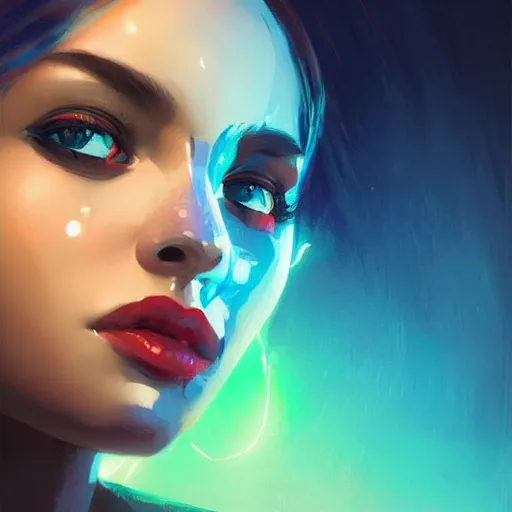 Prompt: electric woman, cute - fine - face, pretty face, oil slick hair, realistic shaded perfect face, extremely fine details, realistic shaded lighting, dynamic background, artgerm, 8 k ultra realistic, highly detailed, art by sylvain sarrailh, alena aenami, jeremy lipkin, michael garmash, ando tadao, kan liu