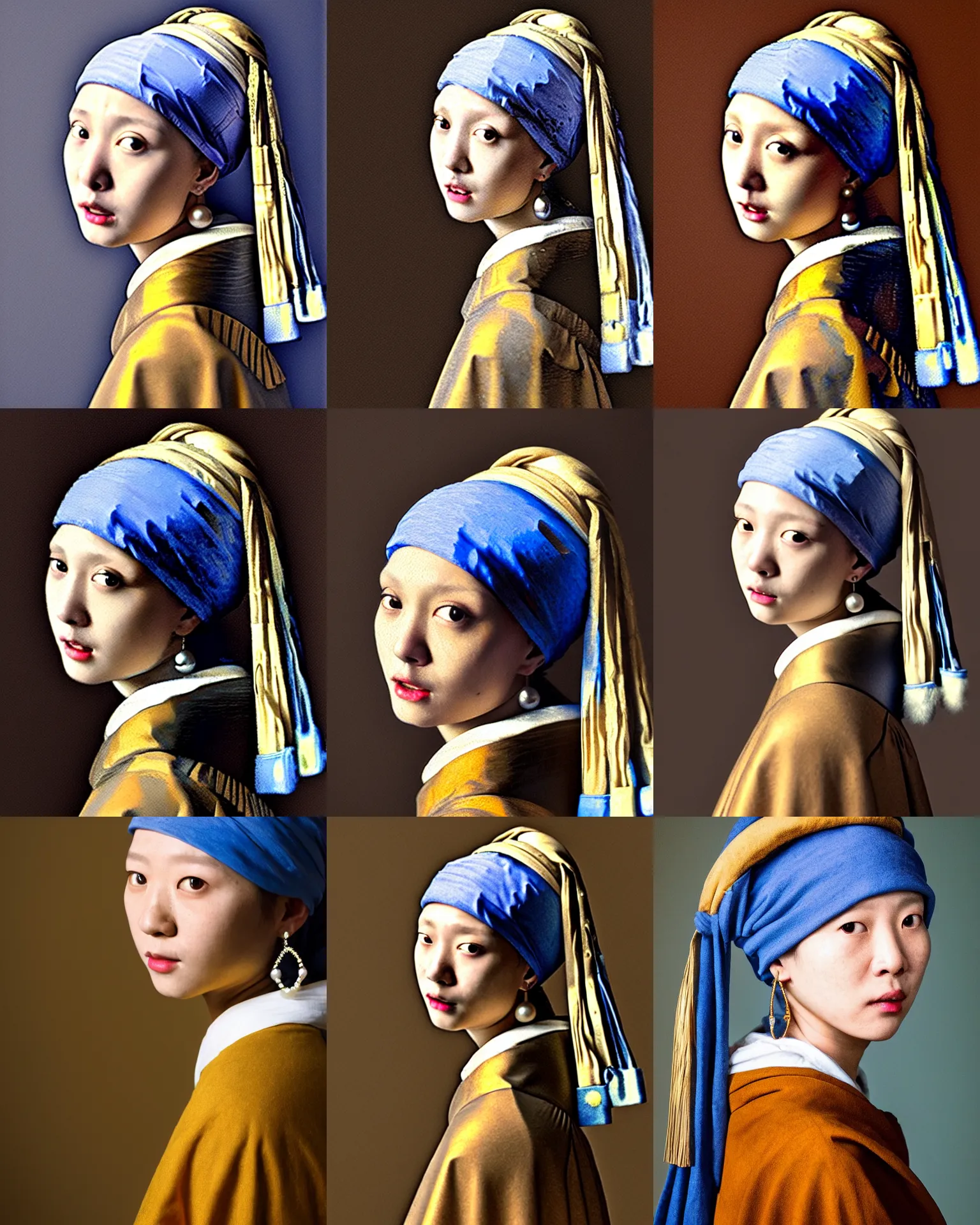 Prompt: girl with a pearl earring is jingkook from bts, real life portrait by vermeer, historical reenactment, history drama, beautiful, art brought to life, dslr photo, iso 1 0 0, f / 2 2, studio lighting, 8 k, rule 6 3