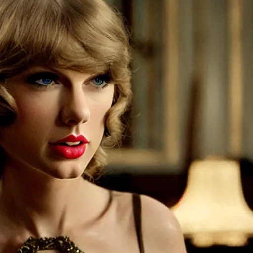 Image similar to movie still of taylor swift as don corleone in the godfather