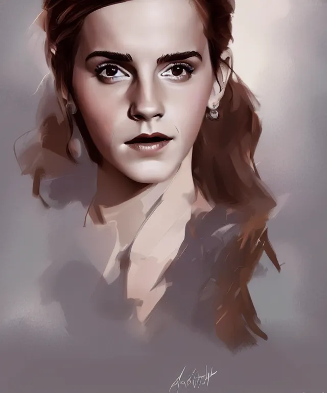 Prompt: emma watson in pinup style, elegant, digital painting, trends on artstation, concept art