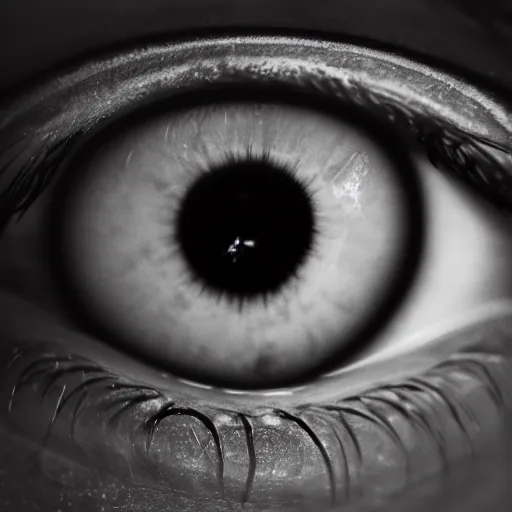 Image similar to closeup photo of a human eye, black and white photo, 8 k photography