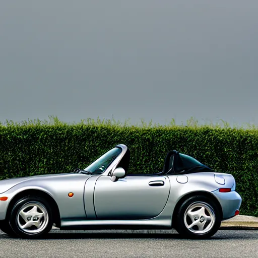 Prompt: a silver 1 9 9 9 miata. 3 5 mm 8 k