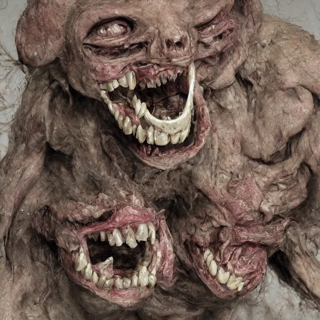 Image similar to horrifying creature, realistic, teeth