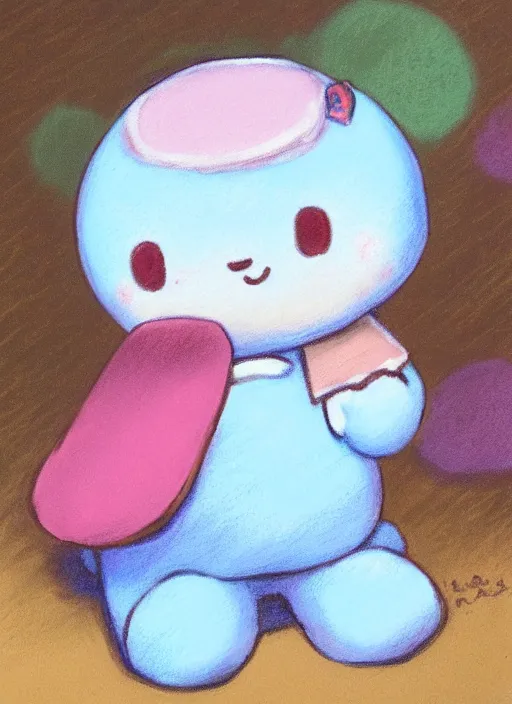 Image similar to cute, pastel painting of cinnamoroll, sanrio