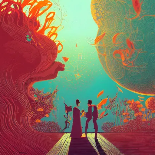 Image similar to illustration of love tender by Victo Ngai and James Gilleard and Bruce Pennington