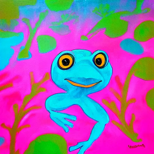 Image similar to “pink frog underwater oil panting”