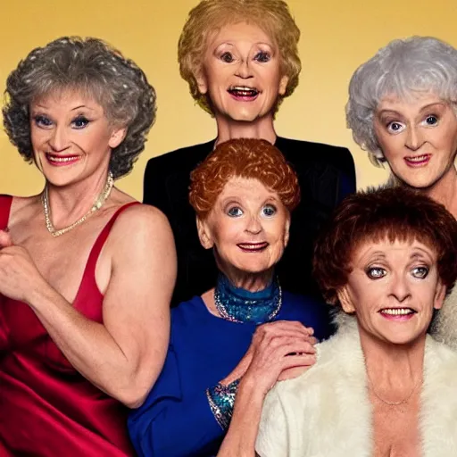 Prompt: hugh jackman as the characters in the golden girls TV show, 8K, highly detailed, photo realistic