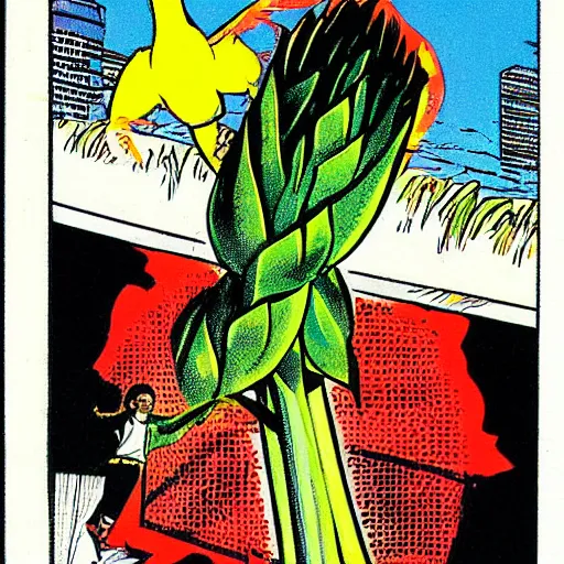 Image similar to a 1 9 8 0 s comic book painting of a nene leeks